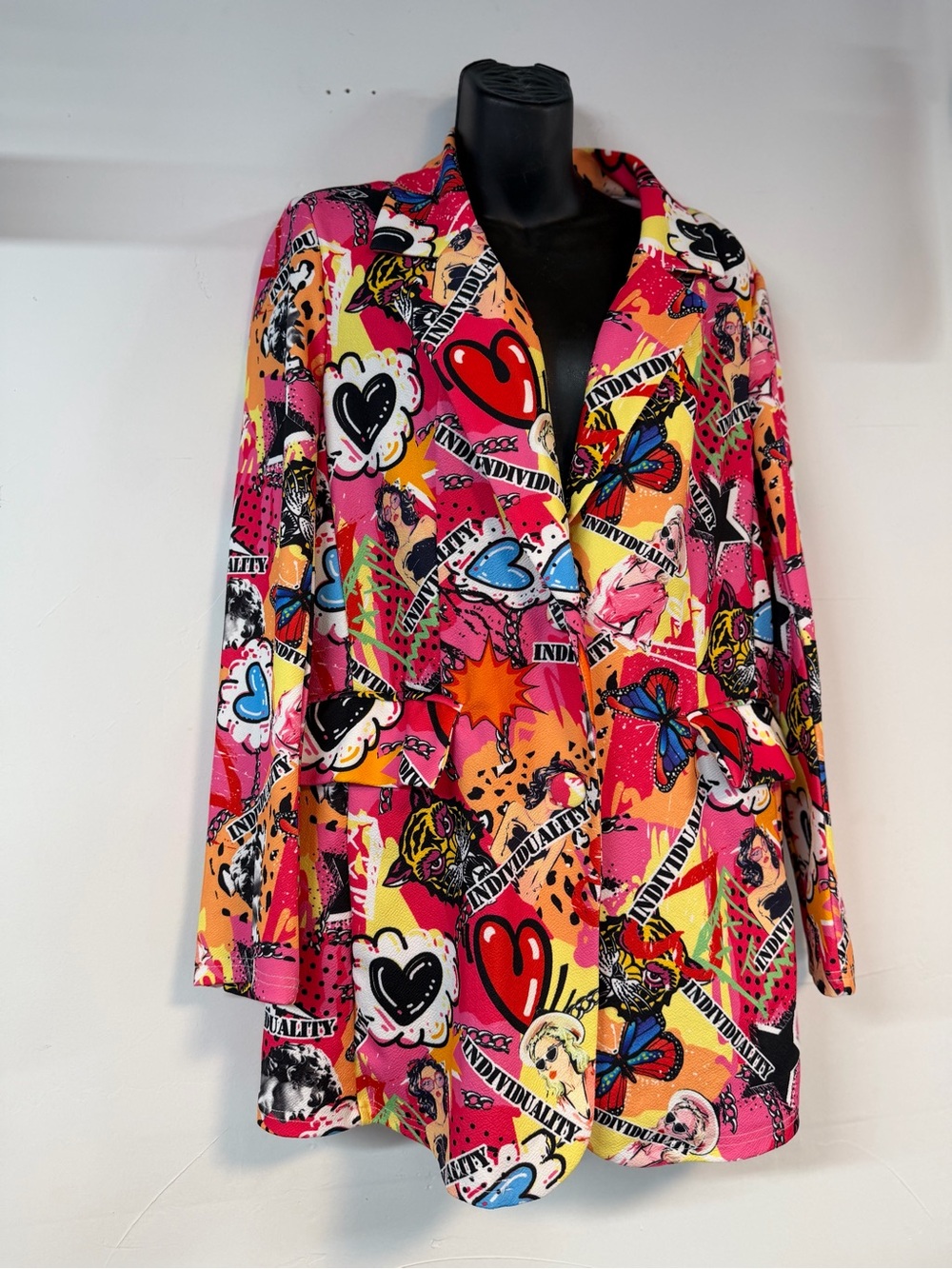 Pink Multi-Color Pop-Art Blazer Jacket